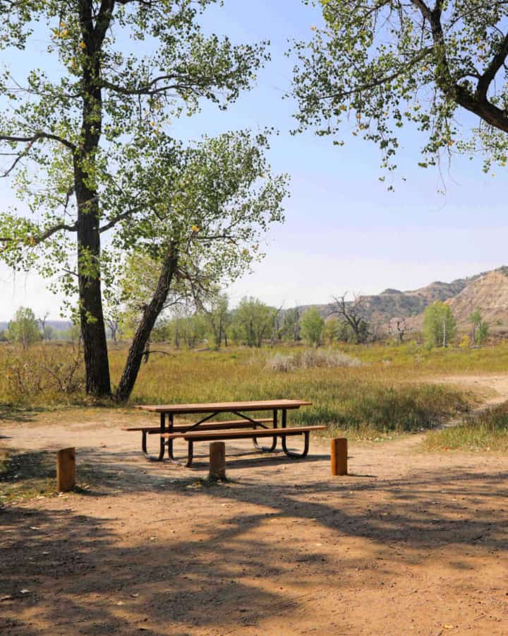 Campsite in Cottonwood Campground at Theodore Roosevelt National Park