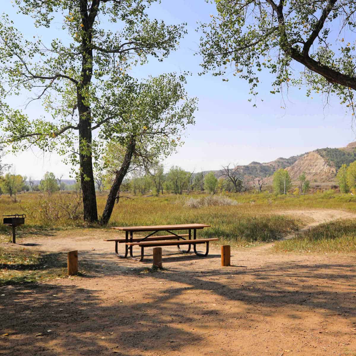 Campsite in Cottonwood Campground at Theodore Roosevelt National Park