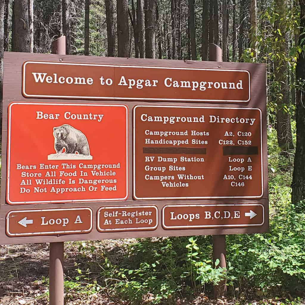 Bear Warning Sign at Apgar Campground, Glacier National Park