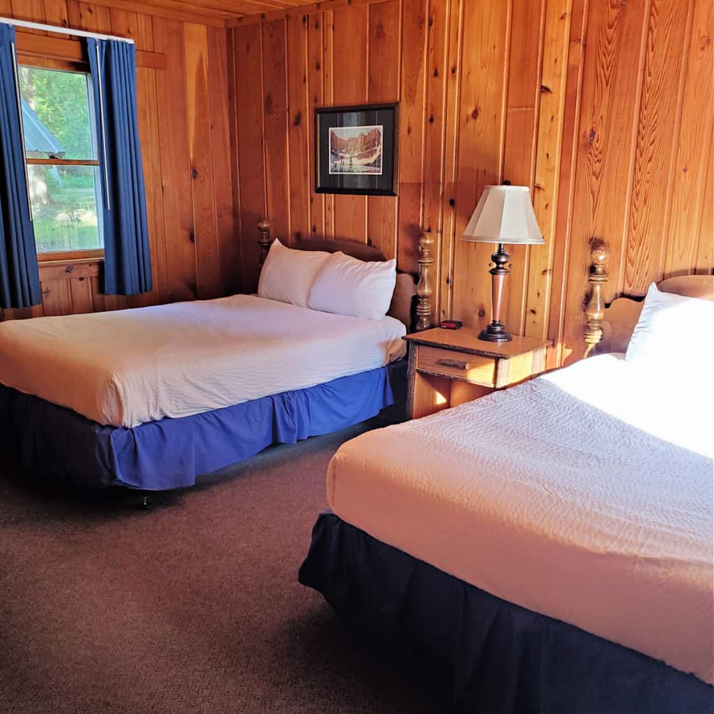 Beds in room #1 at Motel Lake McDonald in Glacier National Park