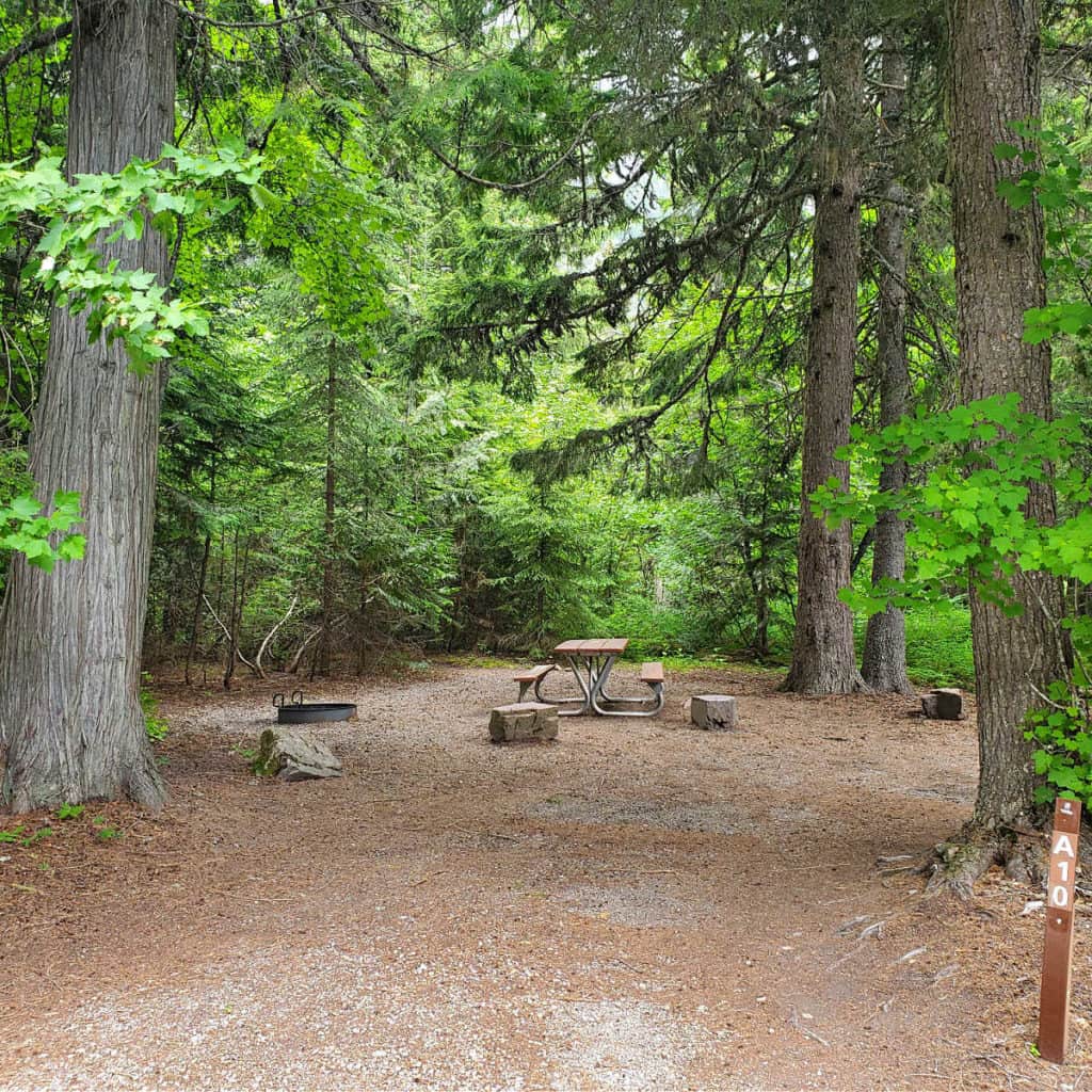 Campsite A10 in Avalanche Campground, Glacier National Park