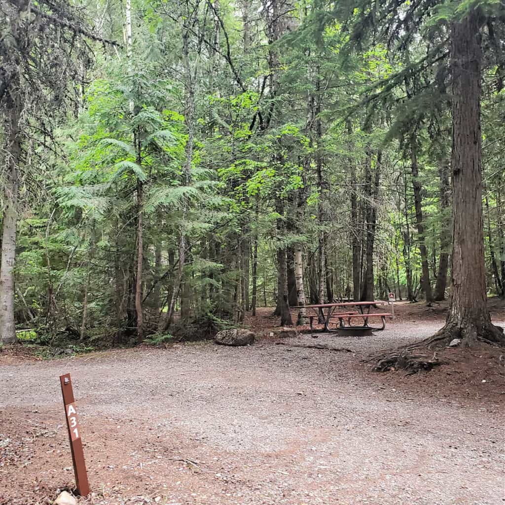 Campsite A31 in Avalanche Campground, Glacier National Park