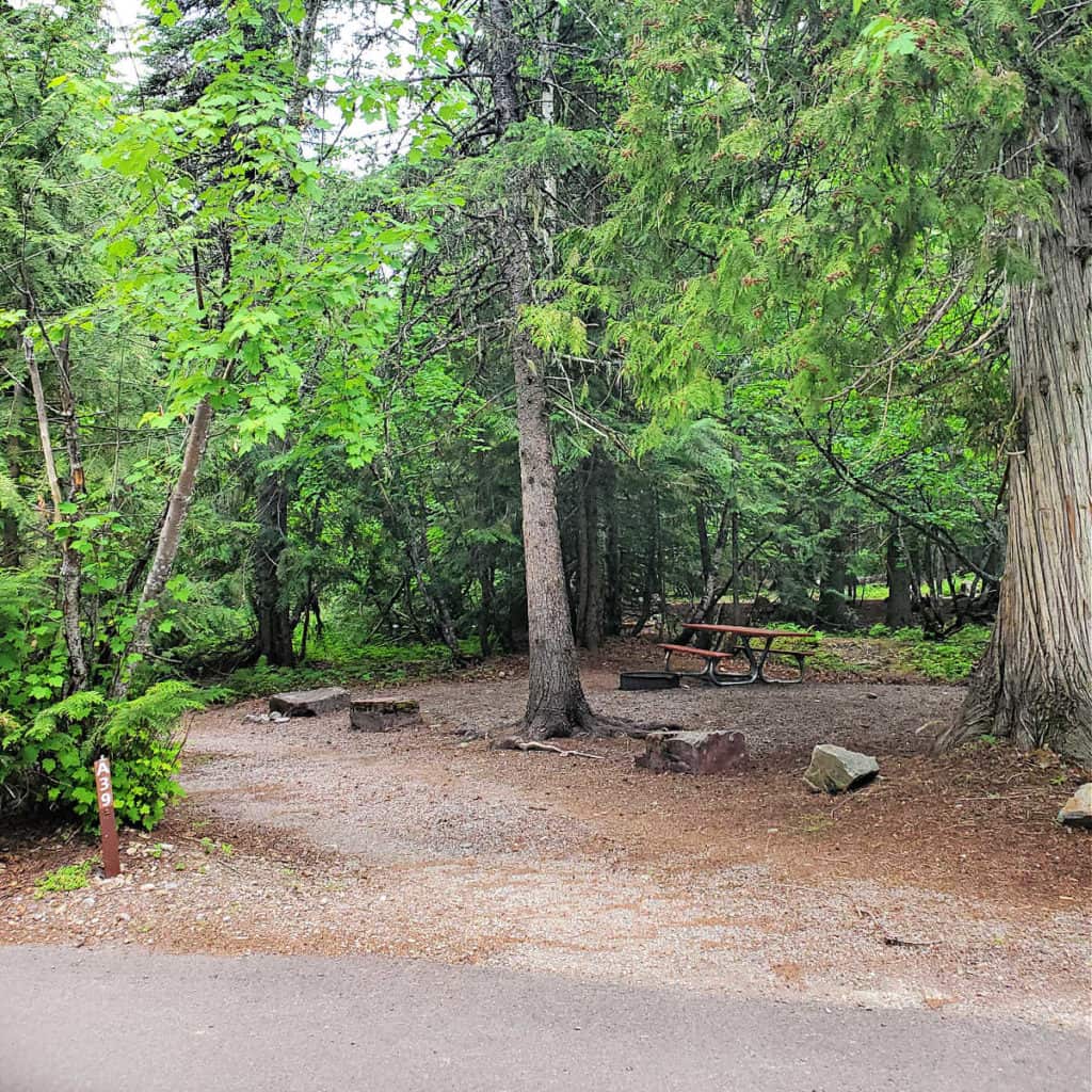 Campsite A39 in Avalanche Campground, Glacier National Park