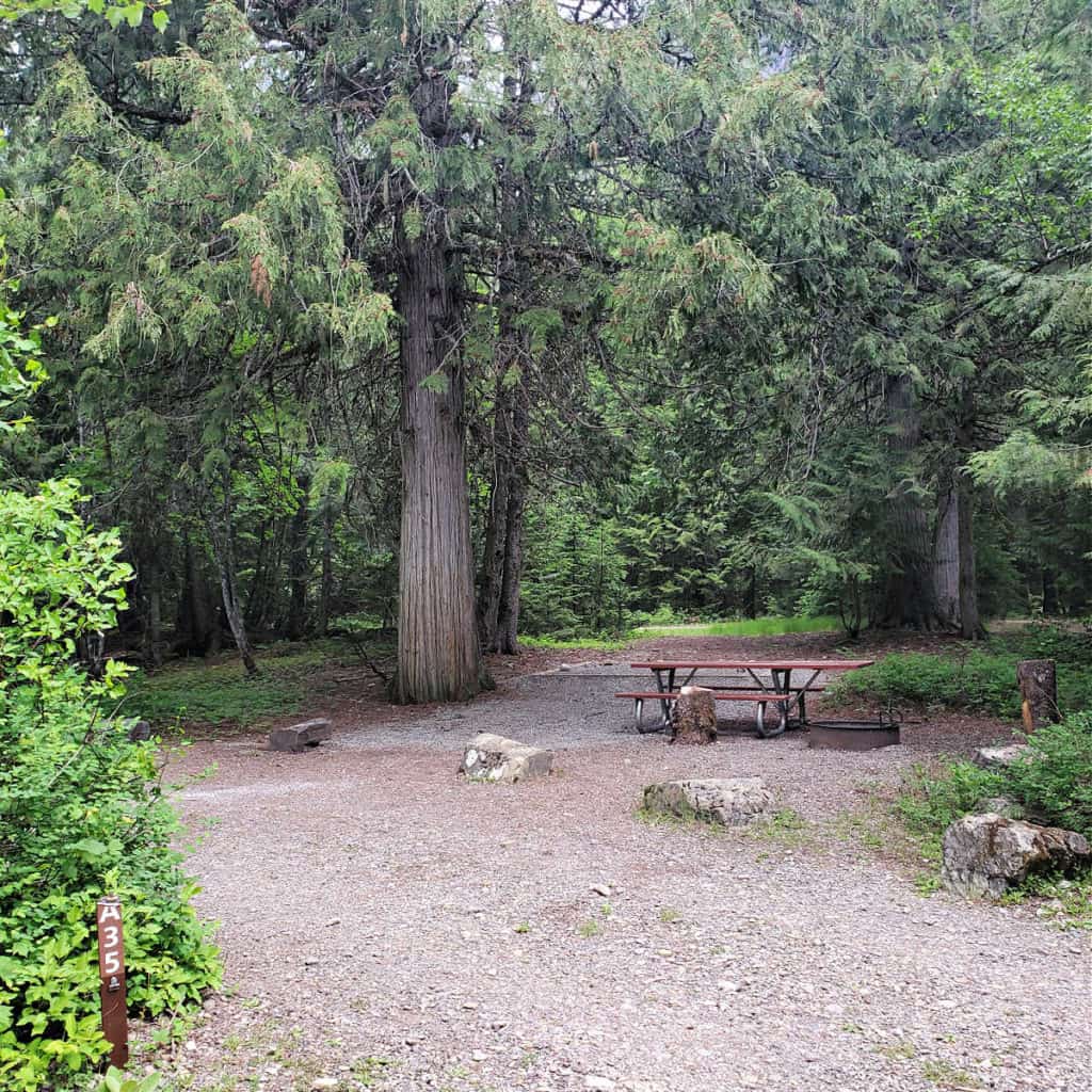 Campsite A53 in Avalanche Campground, Glacier National Park