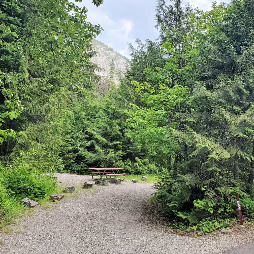 Campsite B54 in Avalanche Campground, Glacier National Park