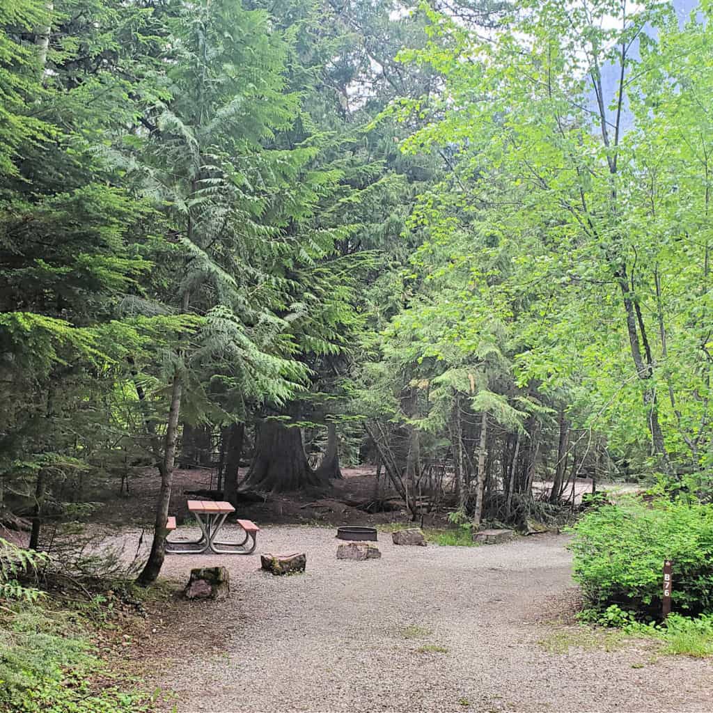 Campsite B76 in Avalanche Campground, Glacier National Park