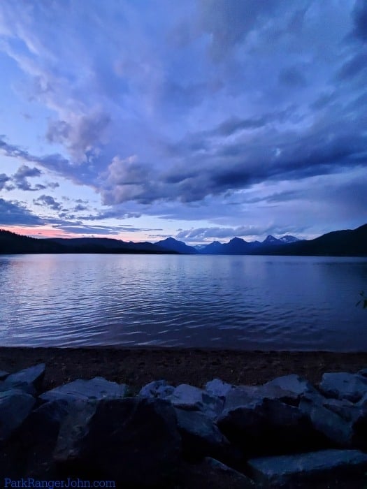 Sunset over Lake McDonald in Glacier national park, montana