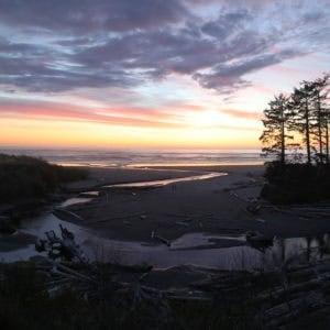 View of the Pacific Ocean at Sunset from the Kalaloch Suite in the Kalaloch Lodge at Olympic National Park