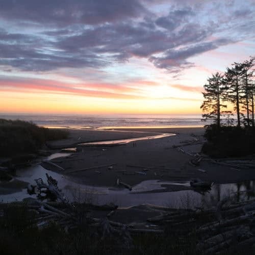 View of the Pacific Ocean at Sunset from the Kalaloch Suite in the Kalaloch Lodge at Olympic National Park