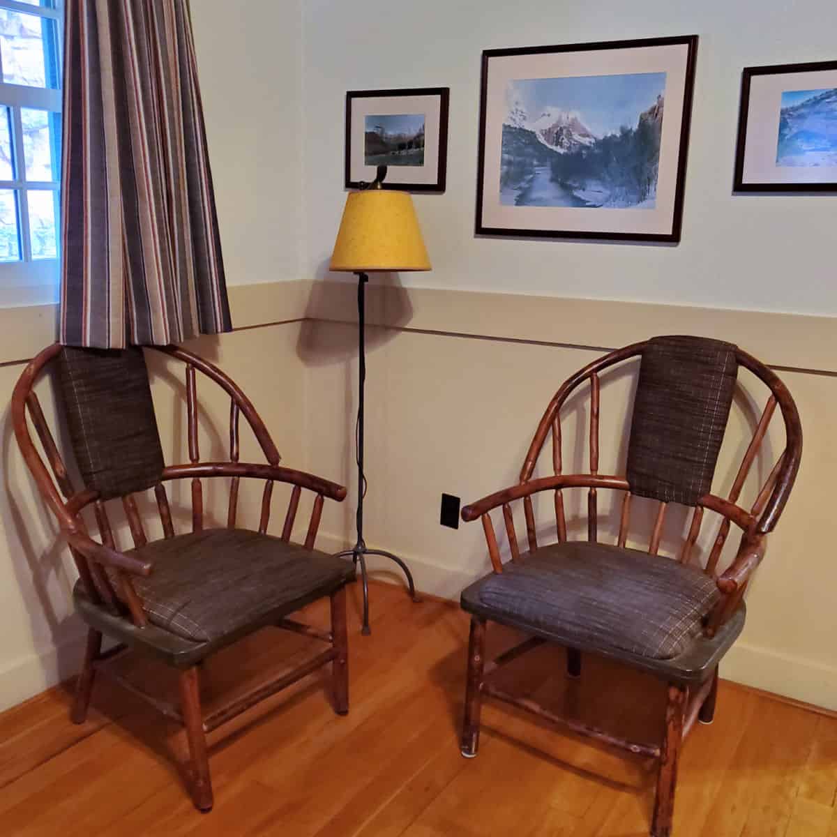 two chairs in a sitting area of the Zion Lodge Cabin