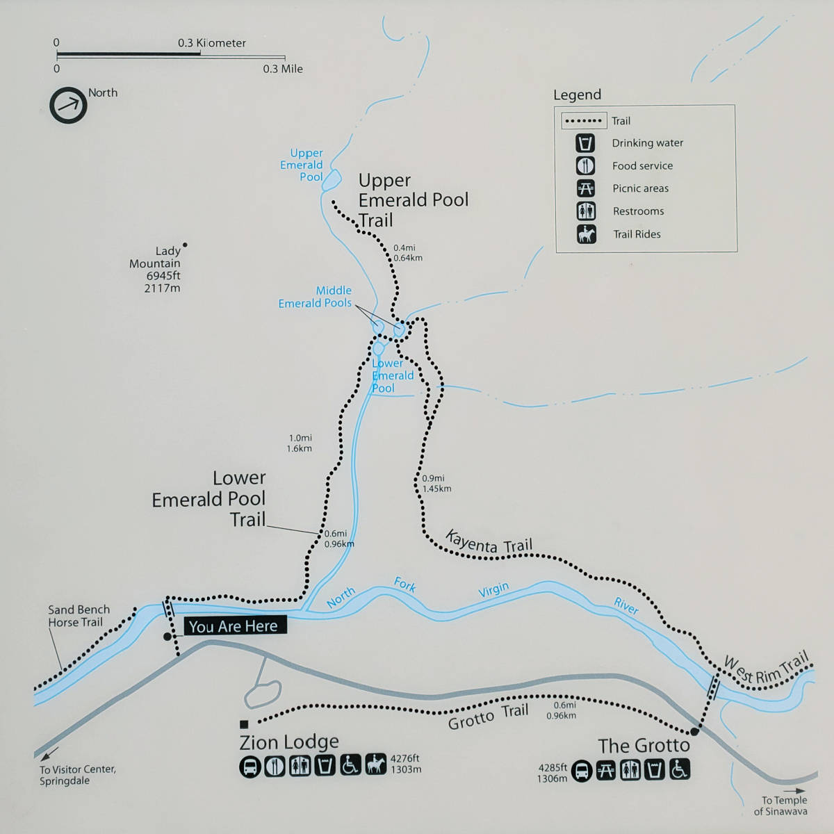 Map of Emerald Pools Trail at Zion National Park