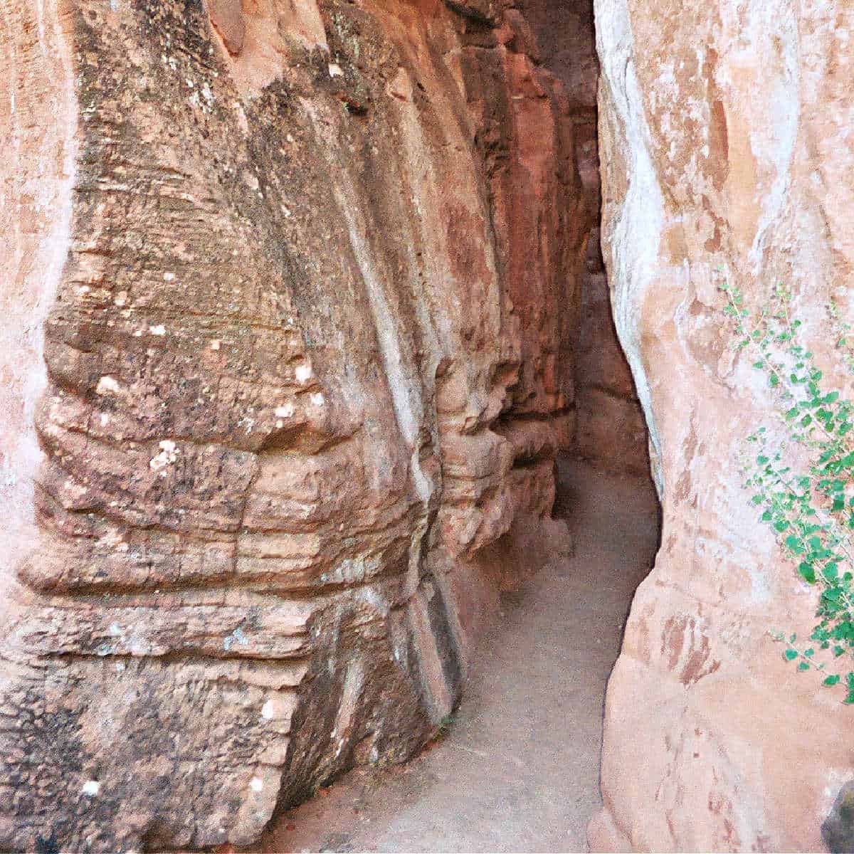 Small Slot to pass through after going under Lower Emerald Pools at Zion National Park