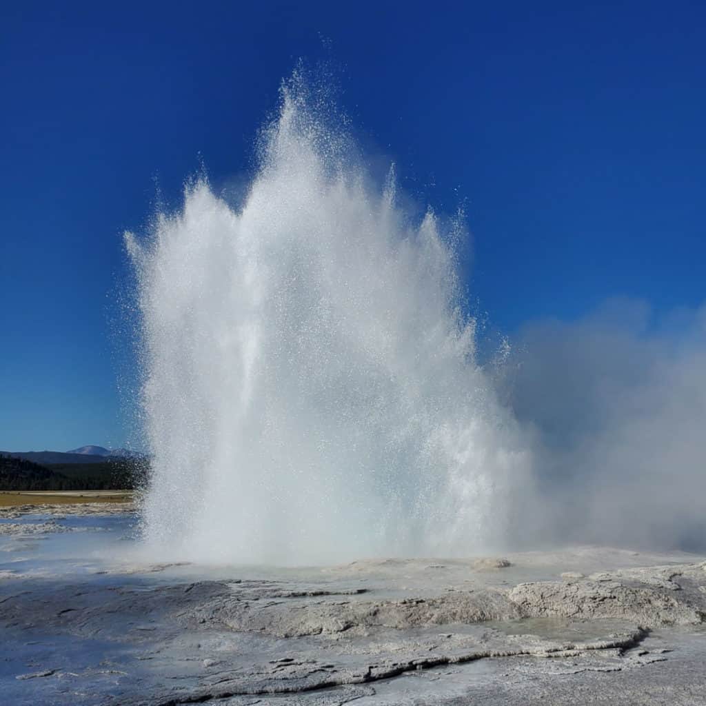 Geyser at Fountain Paint Pots Trail Yellowstone National Park