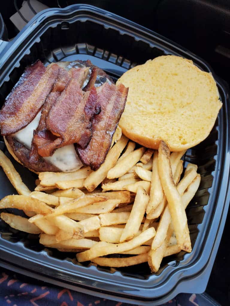 Hamburger to go at Old Faithful Snow Lodge
