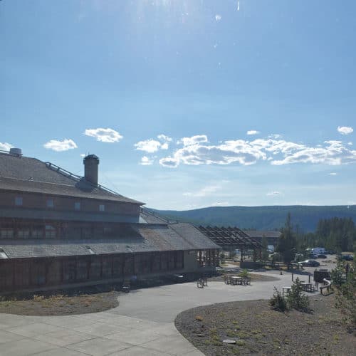 Looking outside room at Old Faithful Snow Lodge