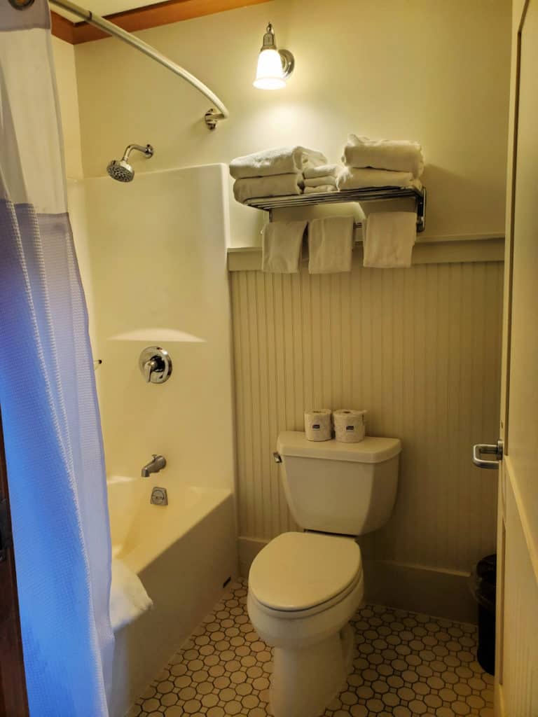 restroom inside room at Old Faithful Snow Lodge