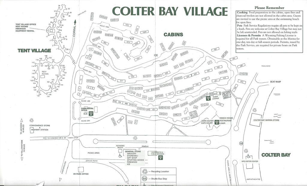 Colter Bay Village Cabins Map