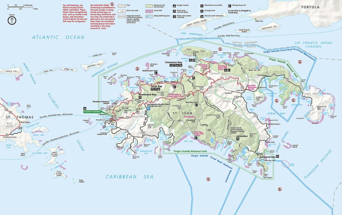 Map of Virgin Islands National Park 