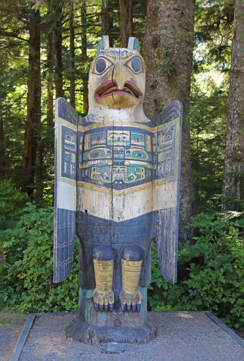 Eagle Grave Marker Pole at Totem Bight State Historical Park in Ketchikan Alaska
