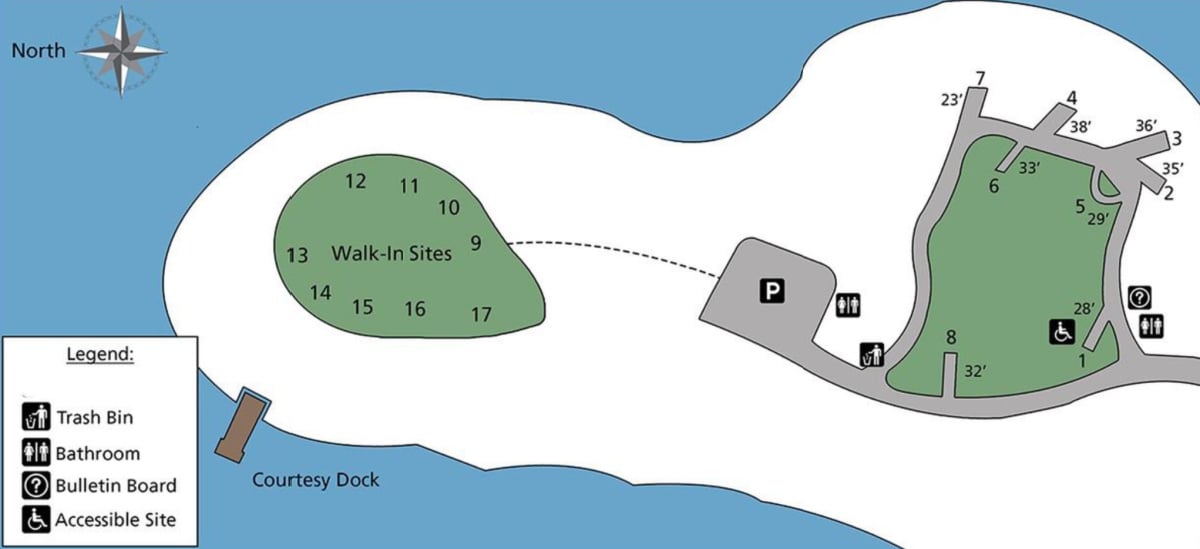 Kamloops Island Campground Map, Lake Roosevelt NRA