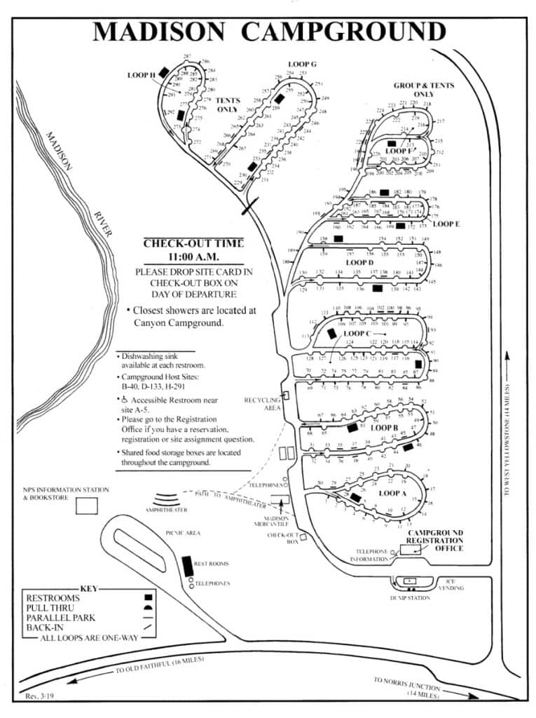 Madison Campground Map Yellowstone National Park