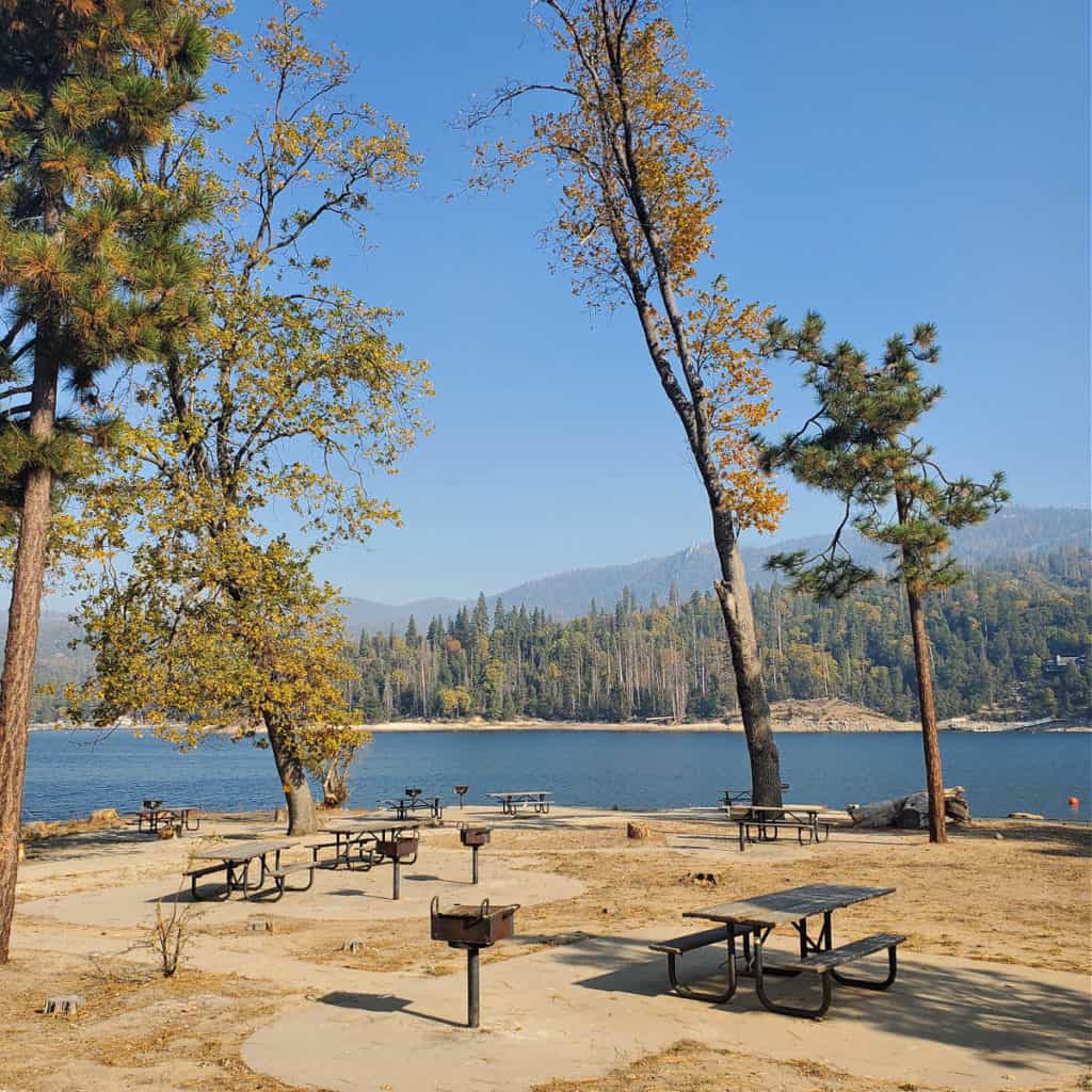 Day use area along Bass Lake California