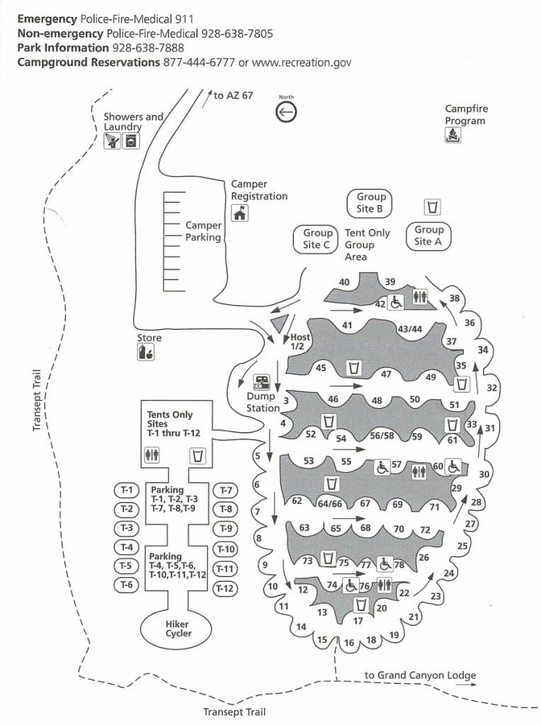 North Rim Campground Map
