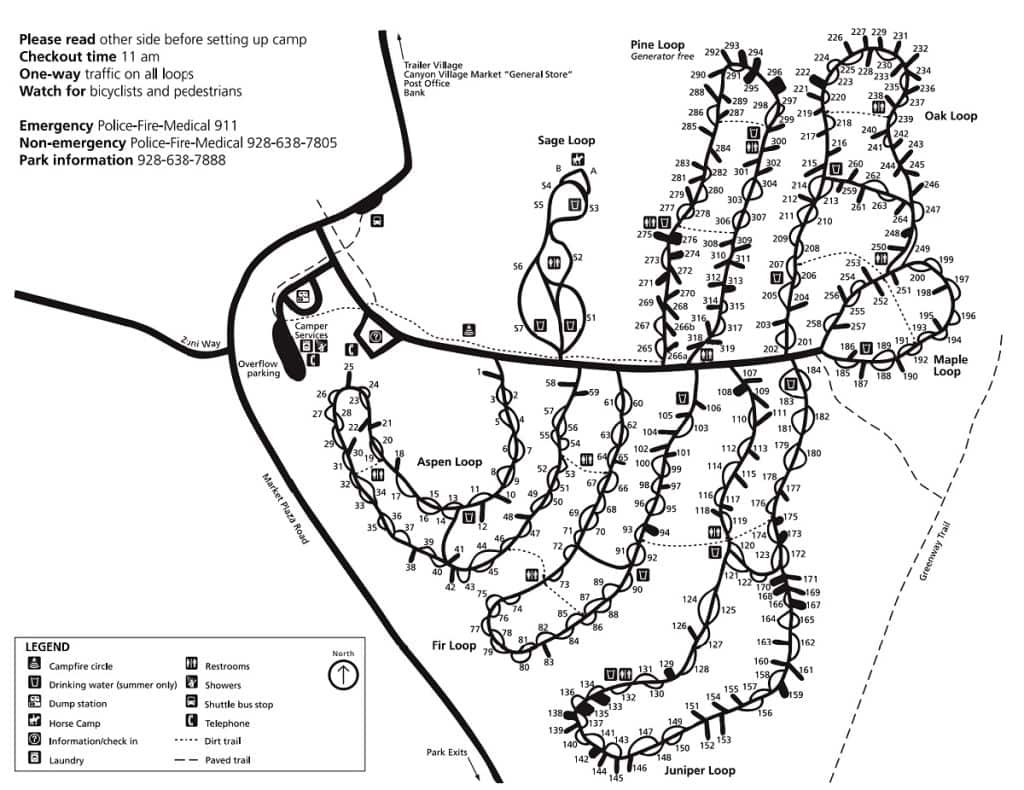 Mather Campground Map Grand Canyon National Park