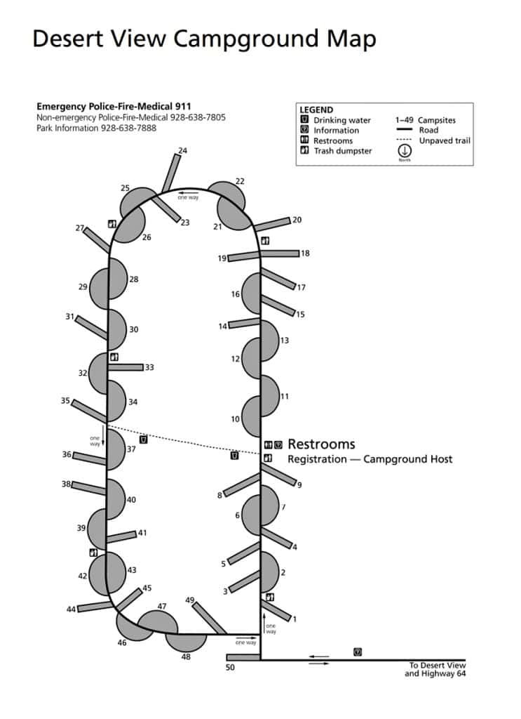 Desert View Campground Map Grand Canyon National Park