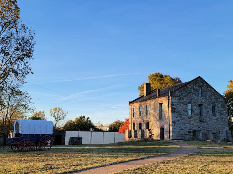 Commissary Storehouse at the end of a path in Fort Smith National Historic Site