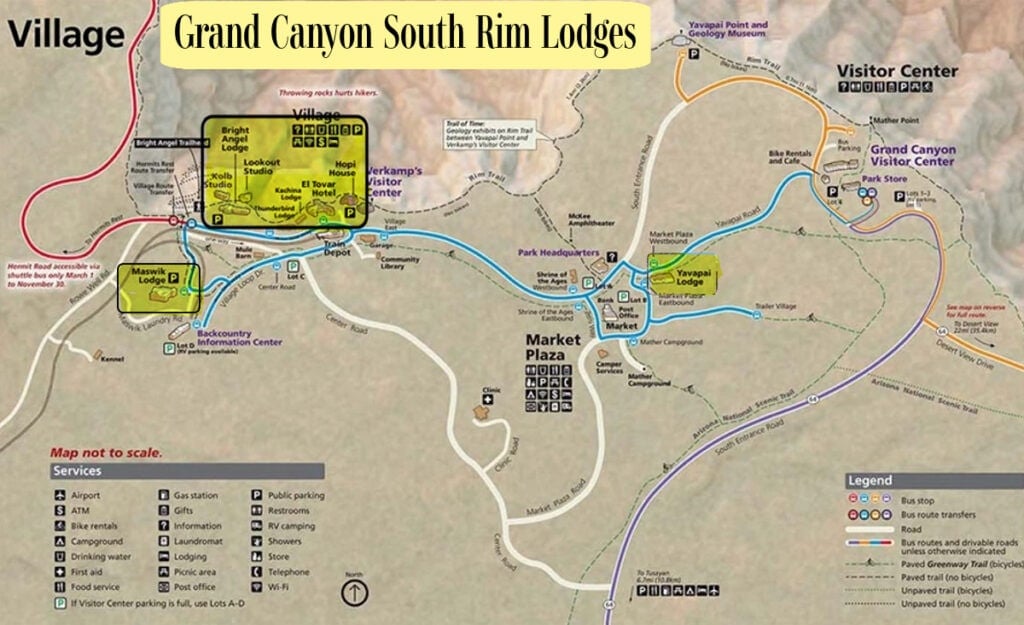 Grand Canyon Lodging Guide Map