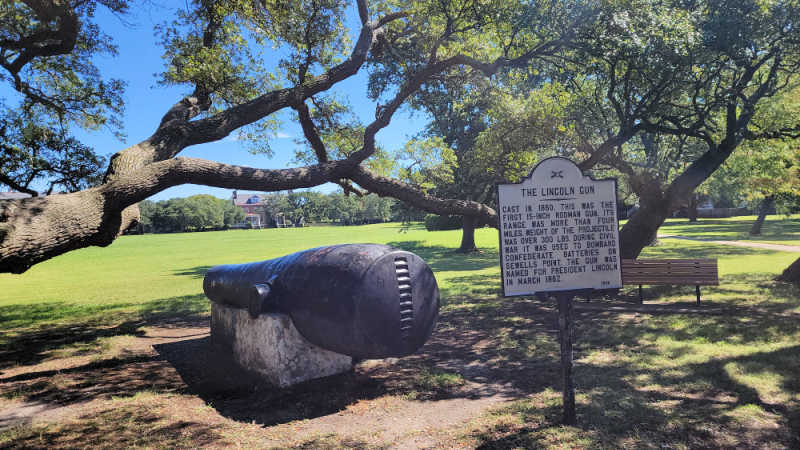 Lincoln gun on the parade grounds of Fort Monroe National Monument