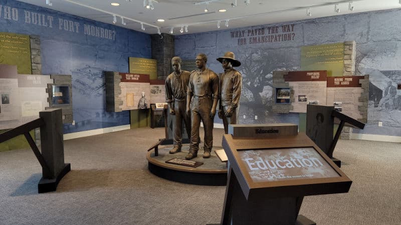 museum displays at the Fort Monroe national monument visitor center