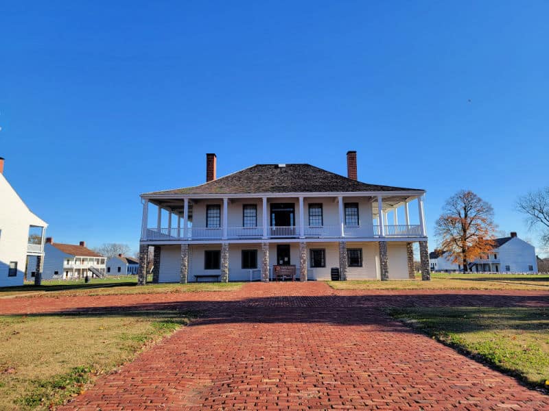 Path leading to the historic visitor center for Fort Scott NHS