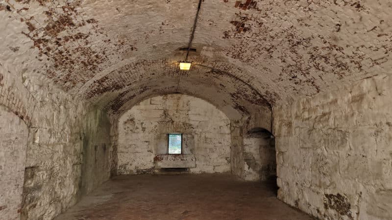 Stone fort walkway in Fort Monroe National monument