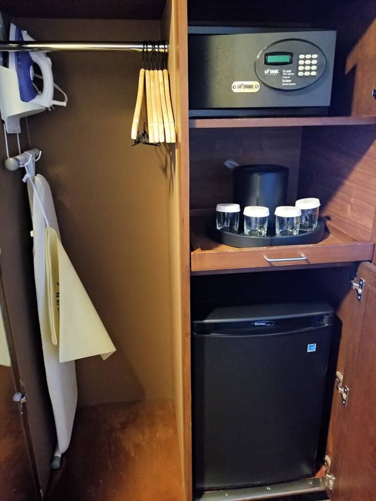 in room safe and mini refrigerator in Kachina Lodge Room