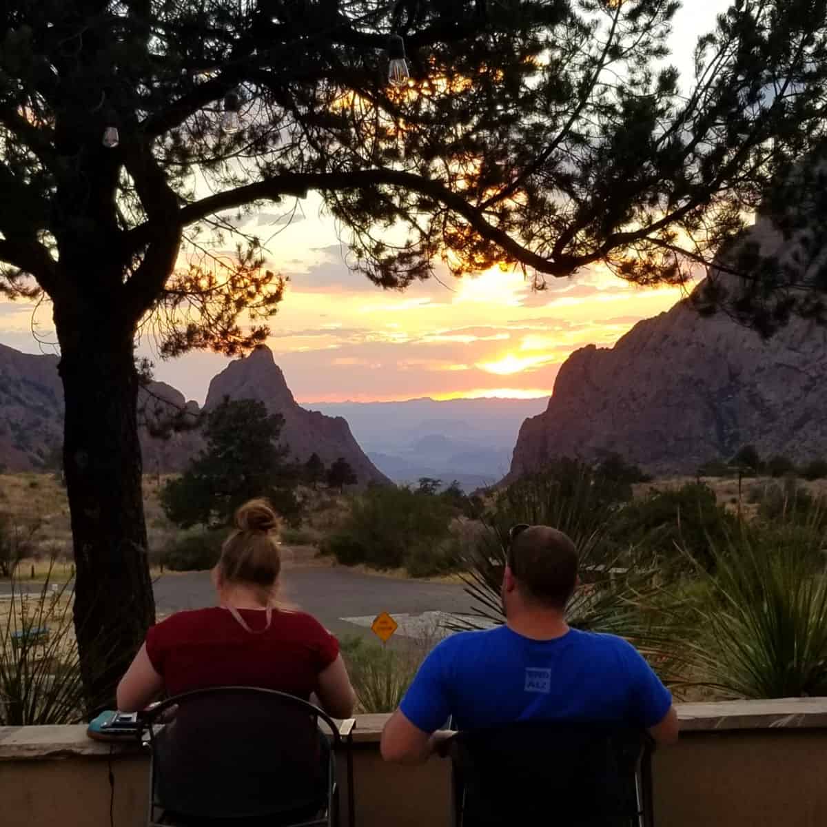 Sunset at Chisos Mountain Lodge at Big Bend National Park in Texas