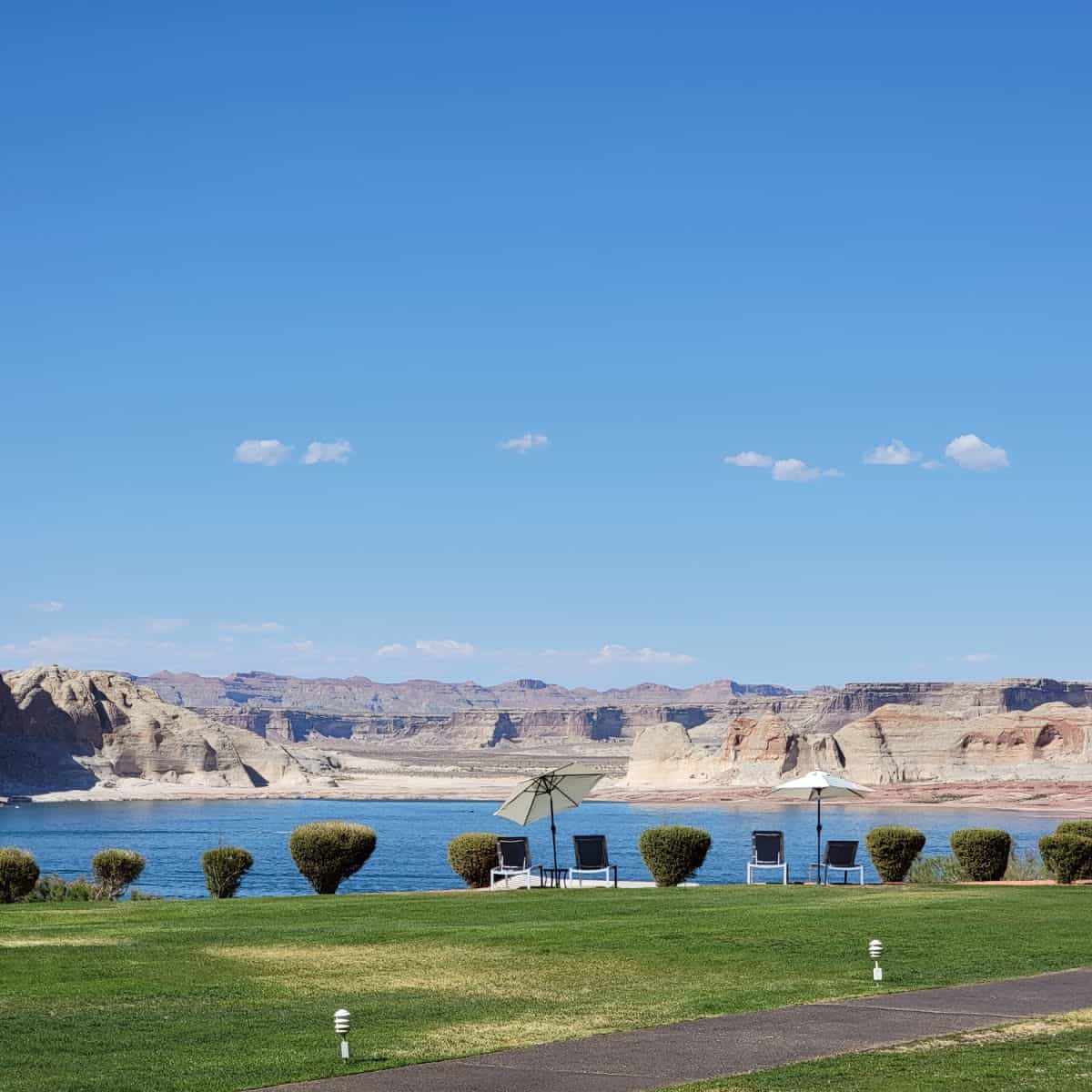 View from back of Lake Powell Resort Glen Canyon National Recreation Area Arizona