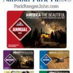 photo of several National Park Passes with text "Complete Guide to National Park Passes by ParkRangerJohn.com"