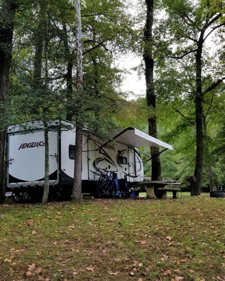 Travel Trailer at Hot Springs National Park Gulpha Gorge Campground