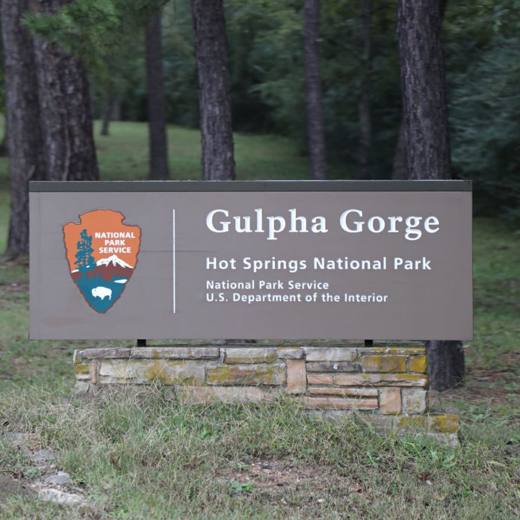 Gulpha Gorge Campground entrance sign