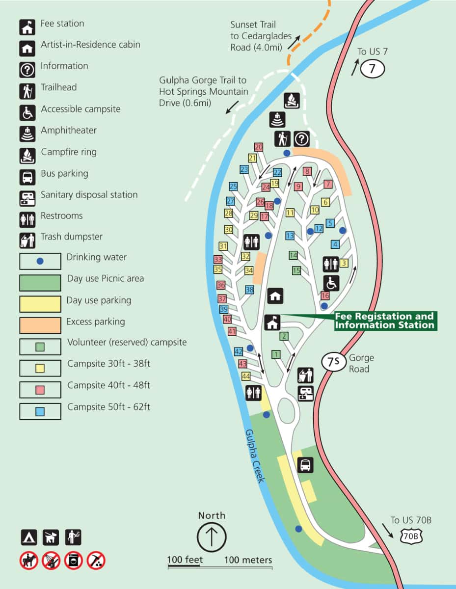 Gulpha Gorge Campground Map at Hot Springs National Park