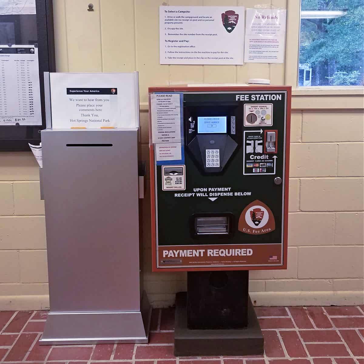 Pay Machine for the Gulpha Gorge Campground at Hot Springs National Park