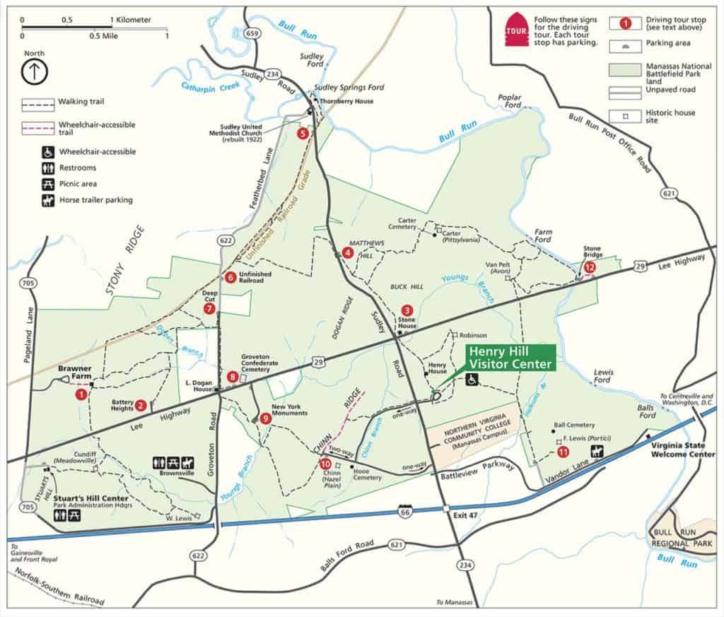 Map of Manassas National Battlefield 