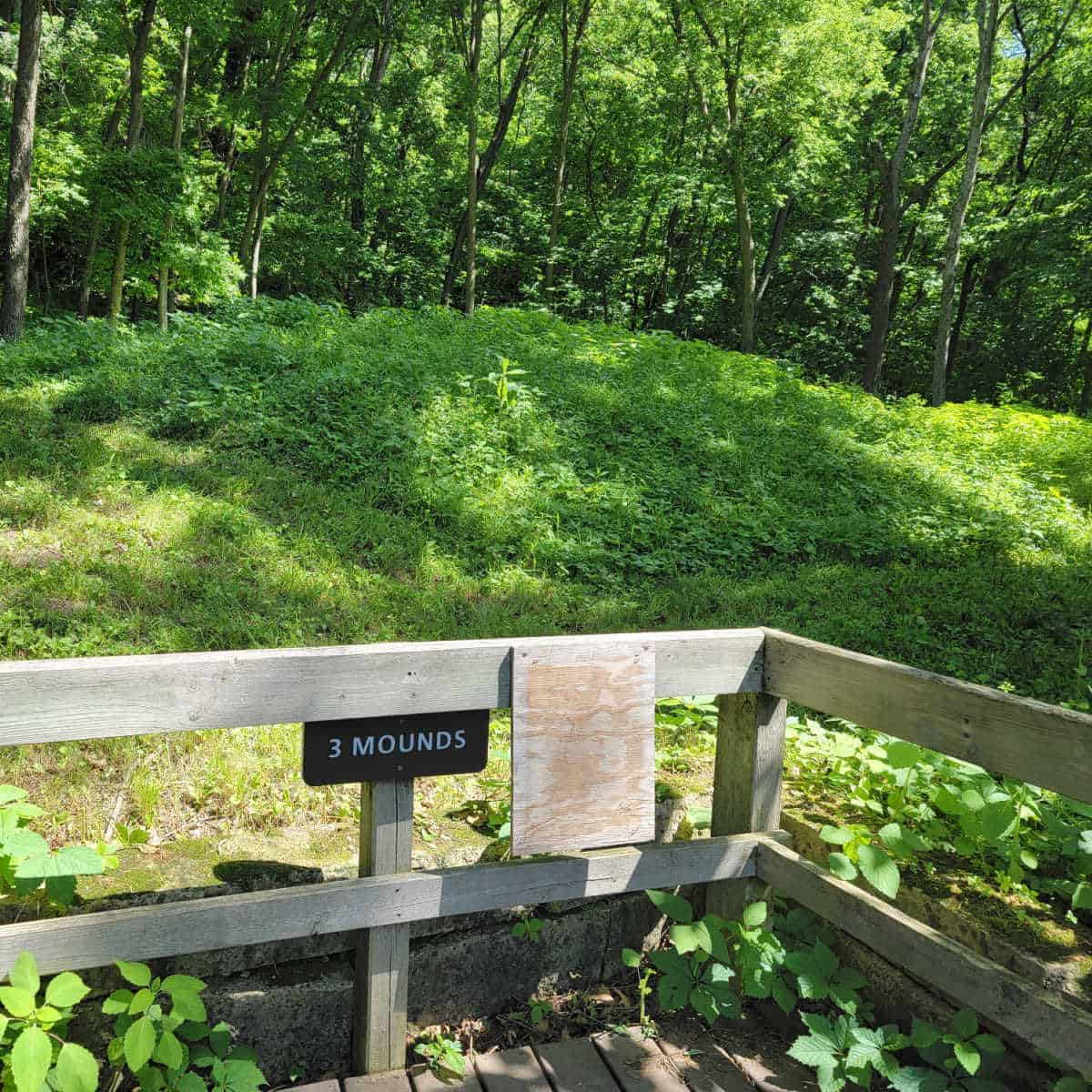 3 mounds at Effigy Mounds National Monument in Iowa