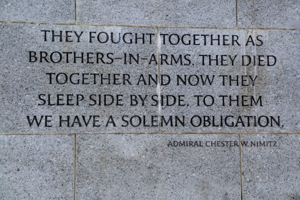 Admiral Chester Nimitz Quote posted at the World War 2 Memorial in Washington DC