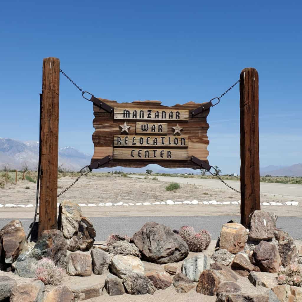 Manzanar War Relocation Center Sign at Manzanar National Hostoric Site