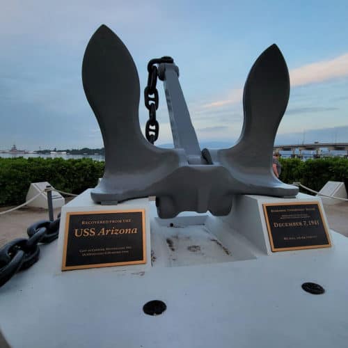 The Anchor from the USS Arizona, where 1,177 sailors lost their life onboard during the attack on Pearl Harbor on December 7, 1941
