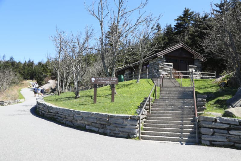 Clingmans Dome visitor center at the base of the trail in Great Smoky Mountains NP