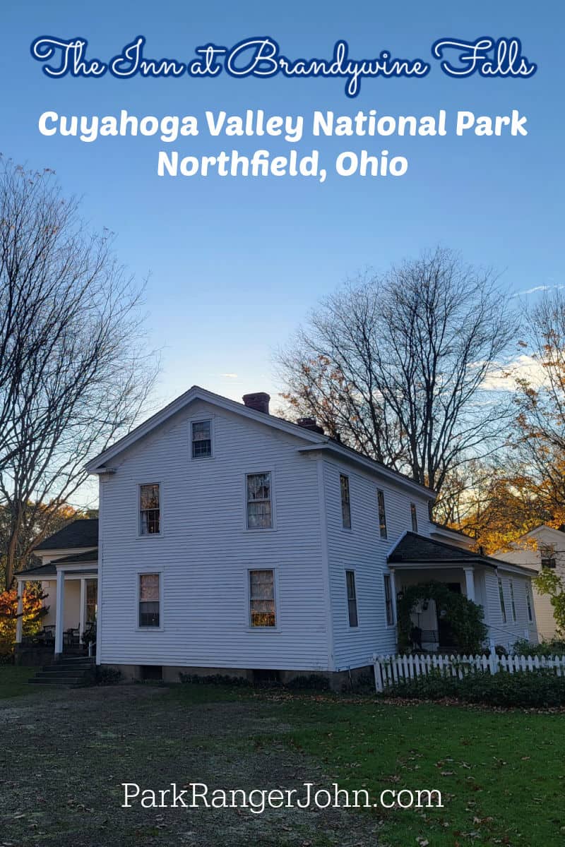 Picture of the Inn at Brandywine Falls with text reading "The Inn at Brandywine Falls Northfield Ohio by ParkRangerJohn.com"